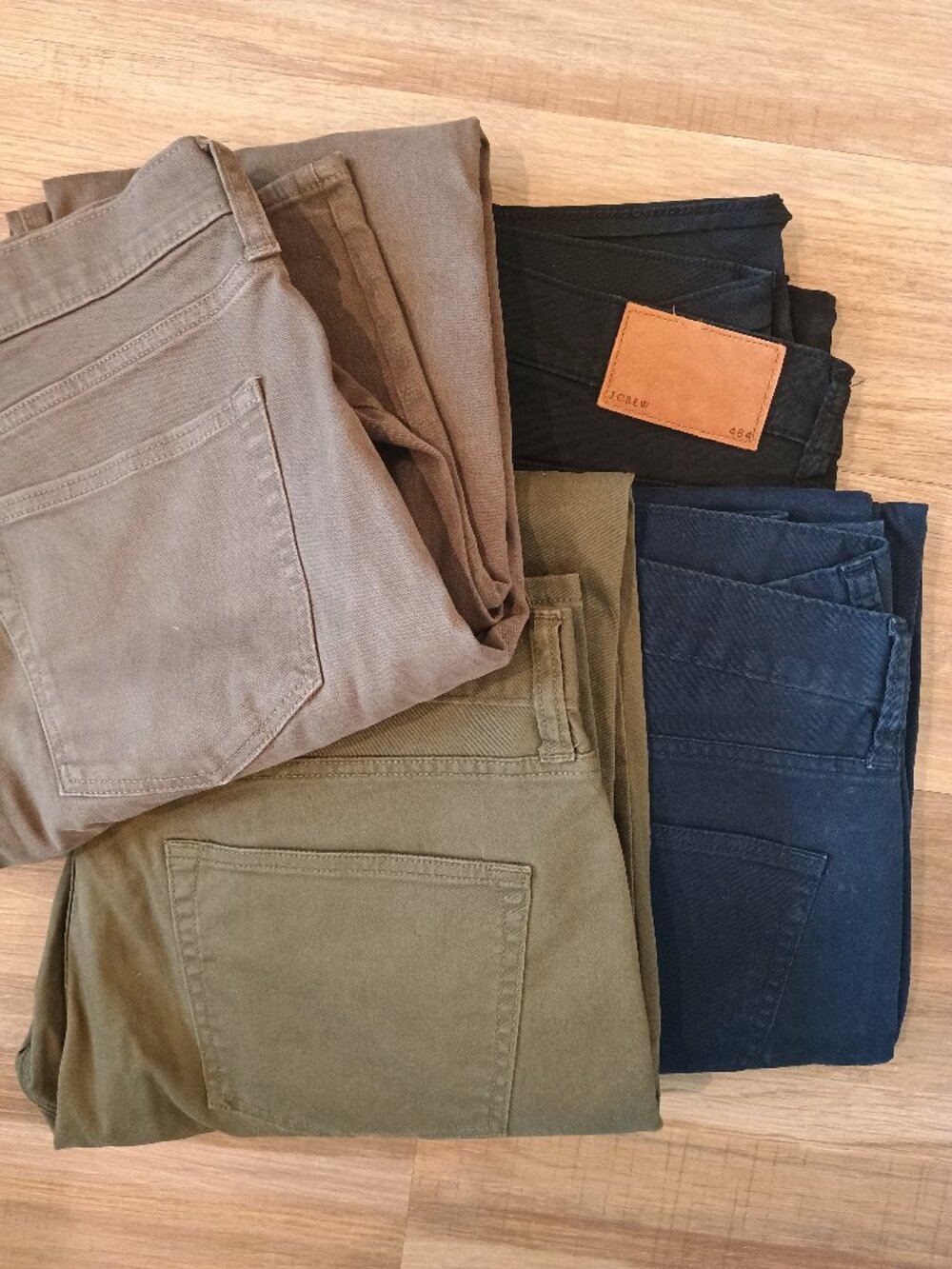 Lot of 4 Five-pocket J Crew trousers 35x32 blue,green,tan,black